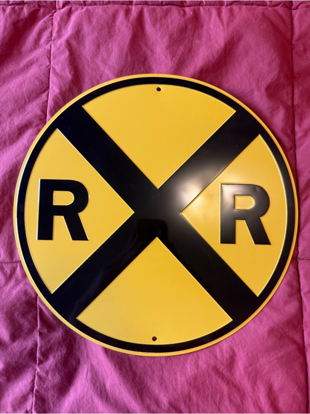 Railroad Crossing 12 Inch Circular Metal Sign